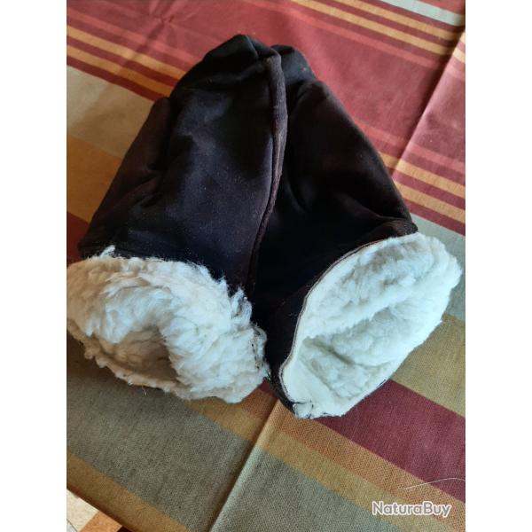 moufle peau vieilli marron