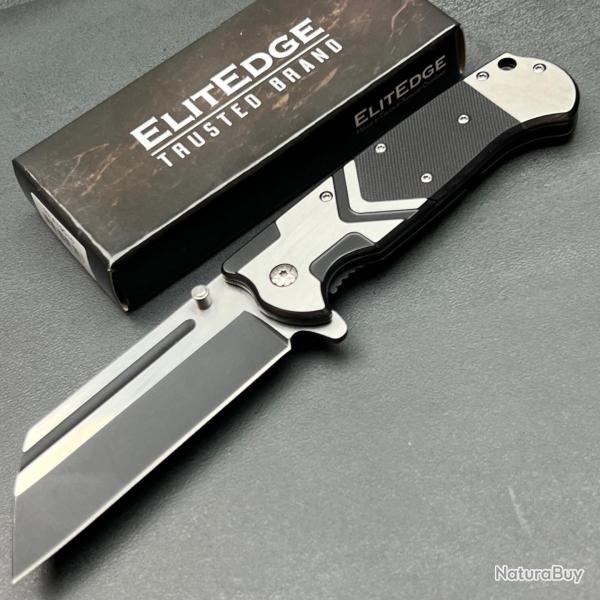 Couteau Elitedge Butcher Ouverture Assist�e Lame Acier 420C Manche Acier/G10 Linerlock Clip