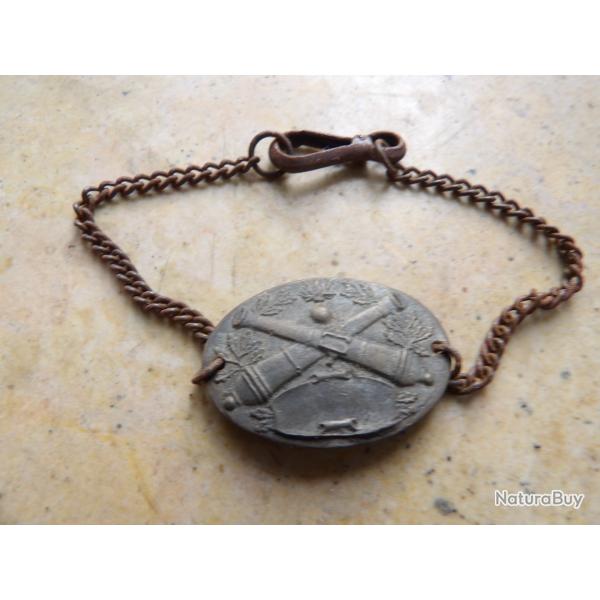 gourmette tradition artillerie WW1 ww2, embouti forme plaque 14 18