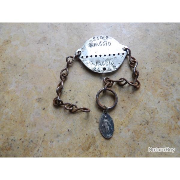 plaque identit� matricule Fran�aise Fran�ais 39 45 1940 ww2 seconde guerre Corse Ajaccio +porte bonh