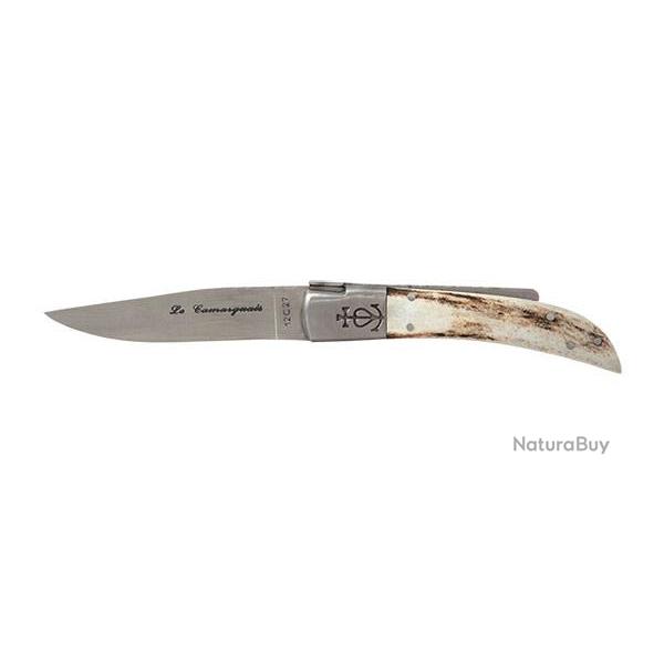 Couteau R�gional Le Camarguais N�12 Trident forg� Bois de Cerf Lame 90mm