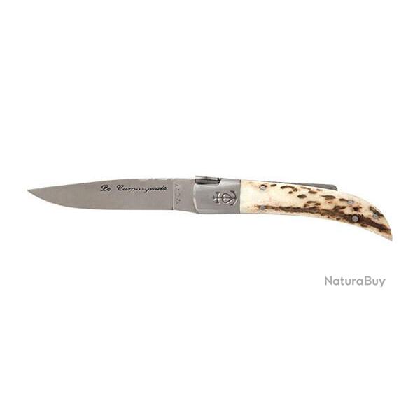 Couteau R�gional Le Camarguais N�10 Trident soud� Manche Bois de Cerf Lame 195mm