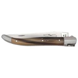 Couteau R&eacute;gional Coutelier de Thiers Laguiole 1 pi&egrave;ce Manche Corne Flam&eacute;e