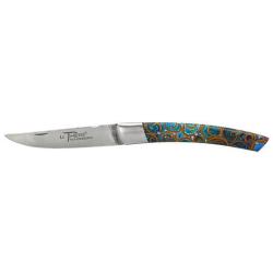 Couteau R&eacute;gional Coutellerie Chevalerias Le Thiers 1 pi&egrave;ce Manche Cannelle Turquoise