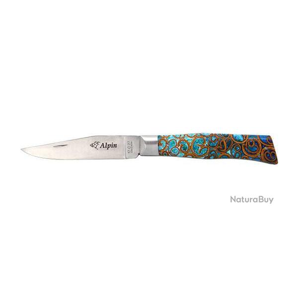Couteau R�gional Coutellerie Chevalerias Alpin Manche Cannelle Turquoise
