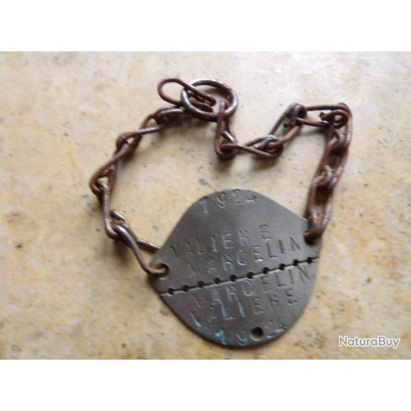 plaque identit� matricule militaire Fran�aise Fran�ais 39 45 1940 ww2 seconde guerre Mende