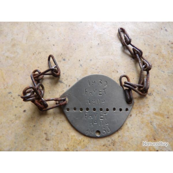 plaque identit� matricule militaire Fran�aise Fran�ais 39 45 1940 ww2 seconde guerre  Clermont Ferra