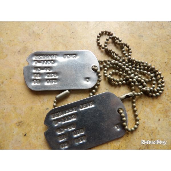 plaque identit� matricule militaire Fran�ais  ww2 seconde guerre 2� DB lib�ration US