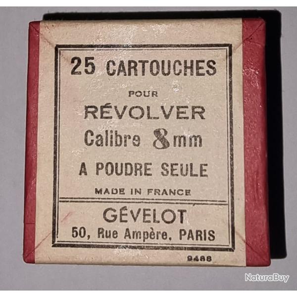 Boite de 25 cartouches revolver (1892) 8 mm � poudre seule Gevelot