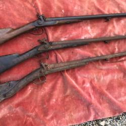 LOT DE 3 FUSILS &Agrave; PERCUTION SORTIE DE GRENIER