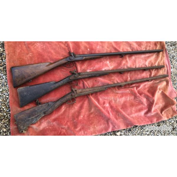 LOT DE 3 FUSILS � PERCUTION SORTIE DE GRENIER