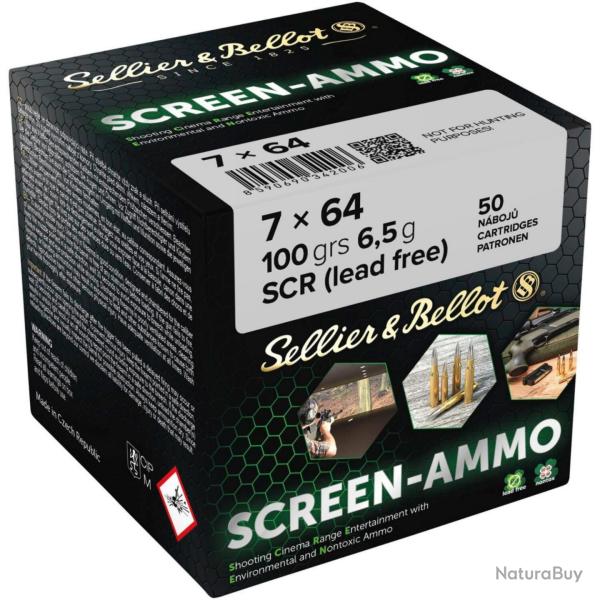 Cartouches cin� tir Screen-Ammo 7x64 FMJ zinc 100 grs. (Calibre: 7x64)