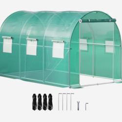 Serre Tunnel Jardin 3,7m x 2,1m x2 ,1m Tente Abri Plantes Cadre en Acier Galvanis&eacute;