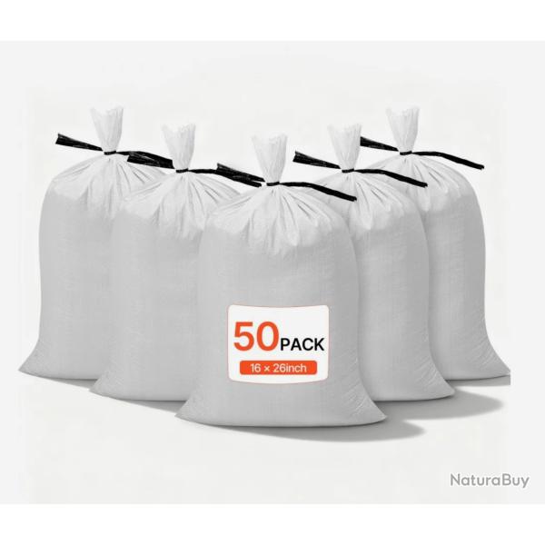 Sacs de Sable Vides Lot de 50 Sacs de Sable R�sistants 40x66 cm