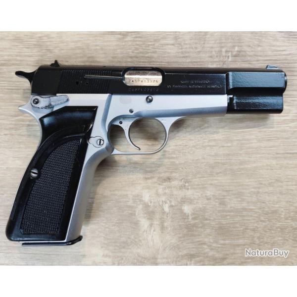 Pistolet semi-automatique BROWNING (FN) GP35 carcasse acier nickel� - Surplus Police - Cal. 9x19 (Oc