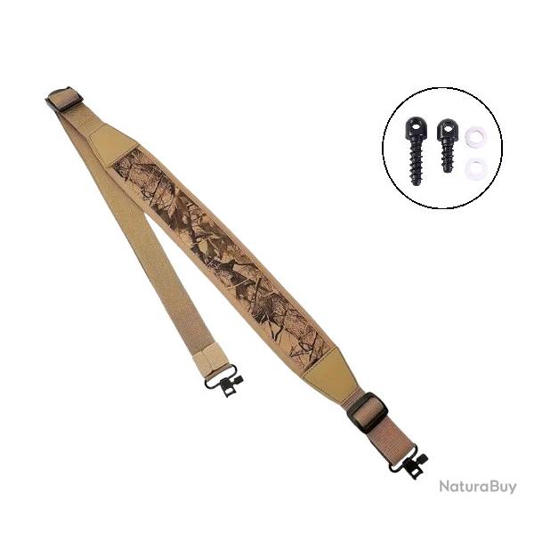 Bretelle n�opr�ne Beige 2 pour carabine de chasse + 2 vis grenadi�res - Livraison Gratuite