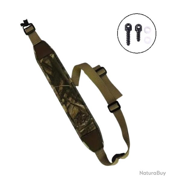 Bretelle n�opr�ne Beige 3 pour carabine de chasse + 2 vis grenadi�res - Livraison Gratuite