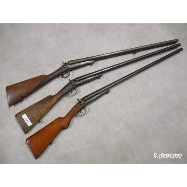 Lot de 3 Fusils HUSQVARNA mod�le 1877, Cal 12 � chiens, � 1 euro sans prix de r�serve!!!
