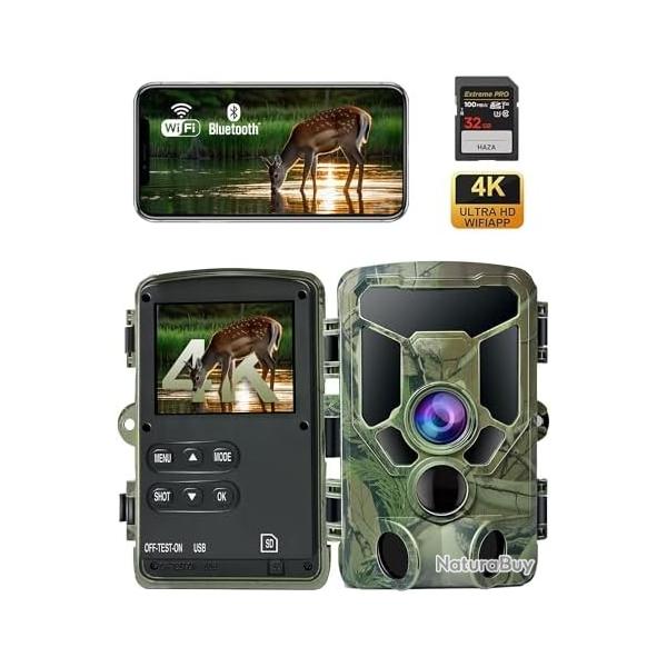 Camera Chasse connect�e Telephone,D�tection de Mouvement,Vision Nocturne Carte et 32 Go