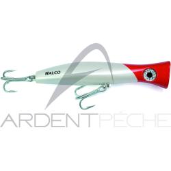 Poisson nageur HALCO Roosta popper 135 H53 WHITE RED HEAD