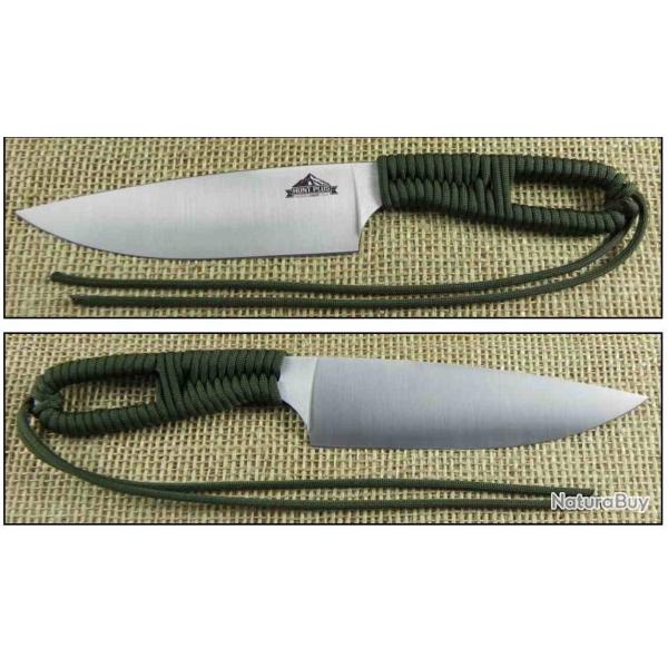 Couteau Ontario Hunt Plus Camp Knife Lame Acier Inox Manche OD Green Corde Etui Nylon ON9717OD