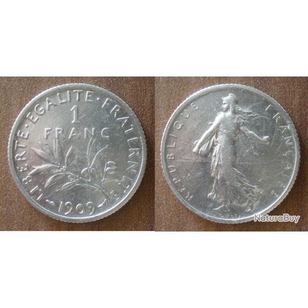 France 1 Franc 1909 Semeuse par Roty Piece Argent Francs