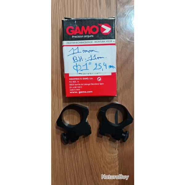 COLLIERS DE MONTAGE GAMO RAIL 11MM DIAM. 25.4MM/1" MEDIUM