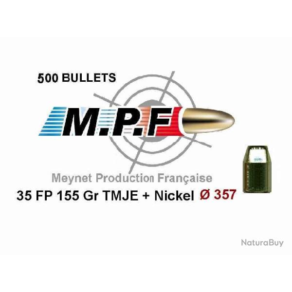 Balles MPF 38 FP 155 Gr TMJE+Ni � 357" / 250 Ogives Cuivr�es + Nickel port offert