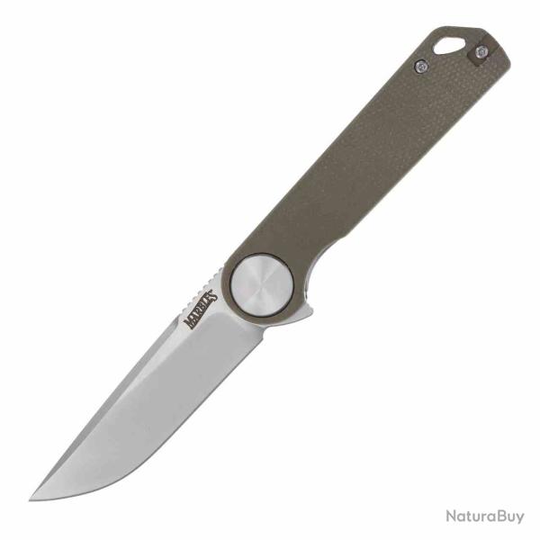 Couteau Marbles Lame Acier D2 Satin Manche Brown Canvas Micarta Linerlock MR690