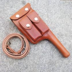 Etui Holster Pistolet Mauser C96 en Cuir WW2 Allemand Seconde Guerre Mondiale LIVRAISON GRATUITE