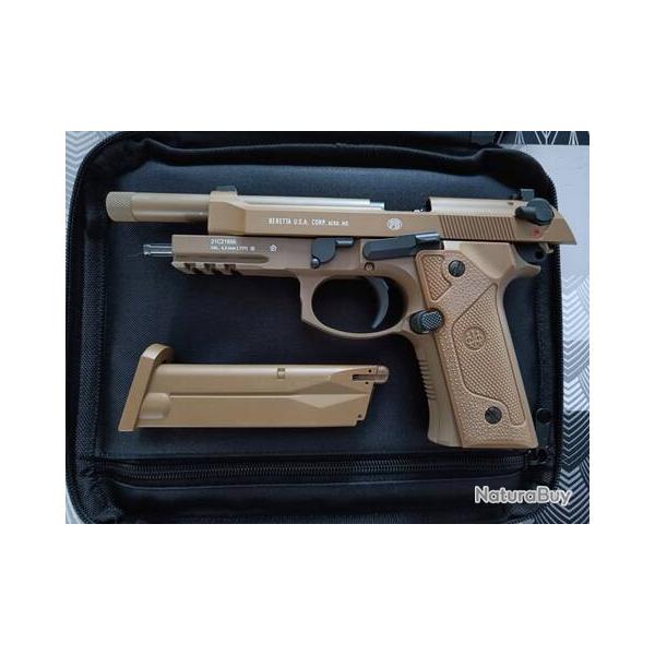 R�plique Beretta M9A3 couleur sable, sparclette CO2, Billettes aciers 4,5 mm, excellent etat