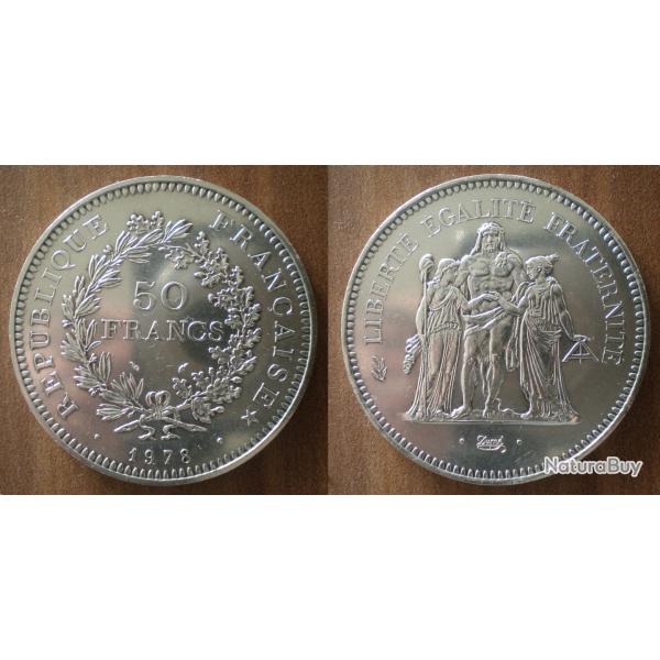 France 50 Francs 1978 Hercule Piece Argent Hercules Franc Frcs frs Frc