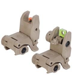 Hausse et guidon Tan en fibre optique rabattable type AR15 avec platine amovible pour rail picatinny