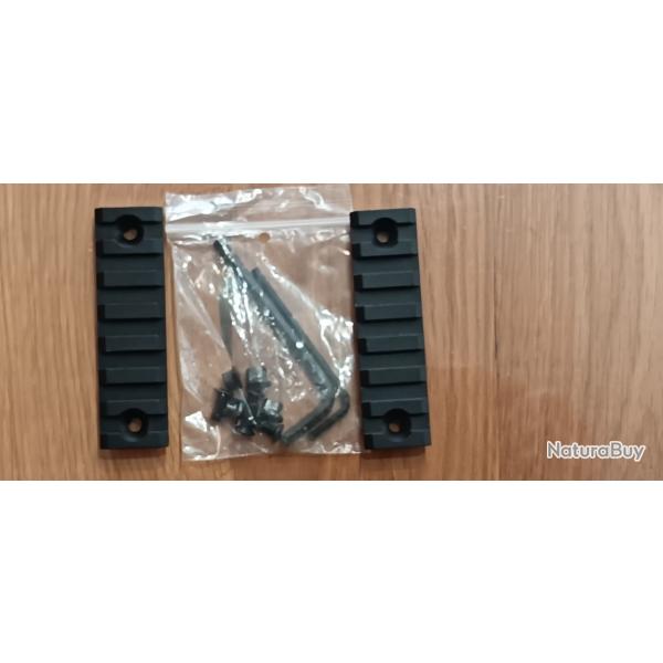 LOT 2 RAILS KEYMOD LG. 75MM ALU. NOIR + FIXATIONS