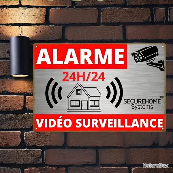 Panneau d'alarme de vid�osurveillance Secure Home Systems 24/7 Plaque 14x20cm