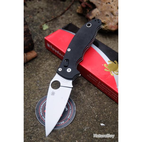 Couteau Spyderco Manix 2 Lame Acier CPM-S30V Manche G-10 Made in USA Ball Bearing Lock C101GP2