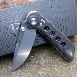 Couteau Reate Knives PL-XT Black Manche Micarta Lame Acier Nitro-V SW IKBS Pivot Lock Clip REA128 A1