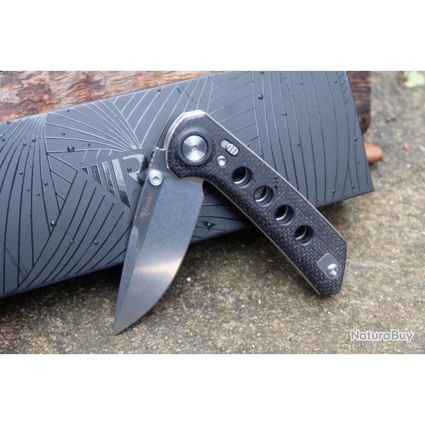 Couteau Reate Knives PL-XT Black Manche Micarta Lame Acier Nitro-V SW IKBS Pivot Lock Clip REA128 A1