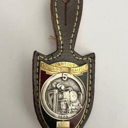 Insigne du 5&deg; r&eacute;giment du g&eacute;nie / mont&eacute; sur cuir