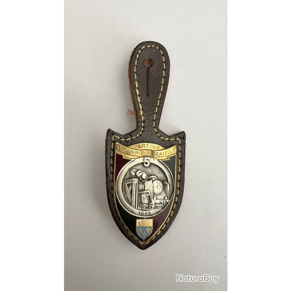 Insigne du 5� r�giment du g�nie / mont� sur cuir