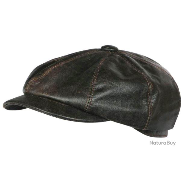 Casquette Gavroche Cuir Marron R�tro Chic Newsboy Cockpit Aussie Apparel L Marron