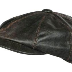Casquette Gavroche Cuir Marron R&eacute;tro Chic Newsboy Cockpit Aussie Apparel M Marron
