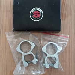 COLLIERS ARGENTEES HAUT MONTAGE FIXE RAIL 11MM DIAM 25.4MM/1"