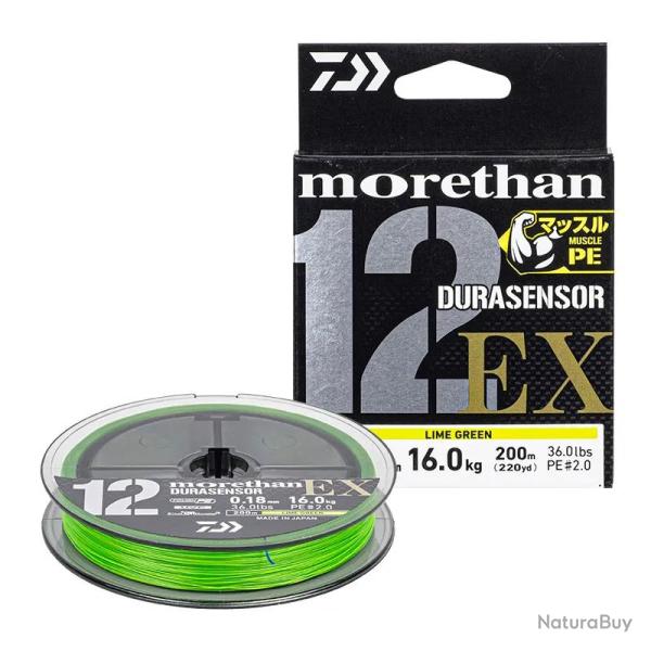 Tresse DAIWA Morethan 12 EX 2025 Lime green 200m PE2