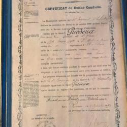 Cadre souvenir 41&egrave;me R&eacute;giment d'infanterie Certificat de bonne conduite