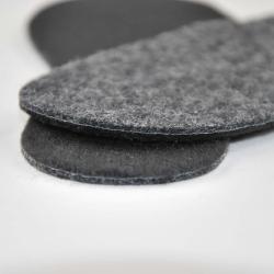 Semelles en feutre de laine de mouton double &eacute;paisseur gris anthracite