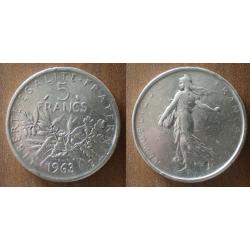 France 5 Francs 1963 Semeuse Piece Argent Frcs Frs Frc Frs