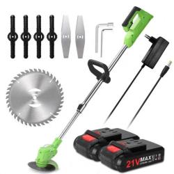 D&eacute;broussailleuse Sans Fil avec 2 Batteries Lithium + Accessoires Jardin Parc LIVRAISON OFFERTE
