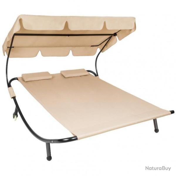 Chaise Longue Transat Bain de Soleil 2 Places + Coussins Terrasse Jardin LIVRAISON OFFERTE