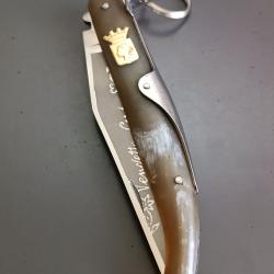 COUTEAU PALME, LE SABOT, THIERS, manche CORNE, en tr&egrave;s bon &eacute;tat.